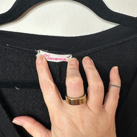 Maronie Black V-Neck Soft Long Sleeve Thin Sweater With Side Pockets Medium - Picture 4 of 9